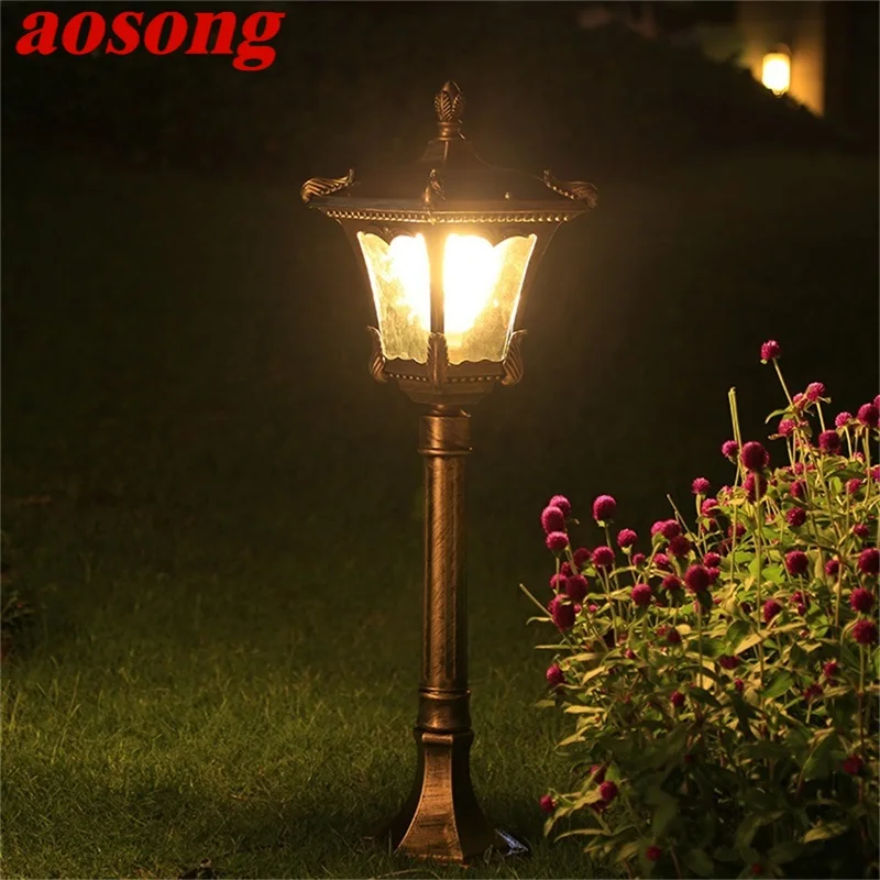 

AOSONG Outdoor Lawn Lights Retro Brown Garden Lamp LED Waterproof IP65 Home Decorative for Duplex