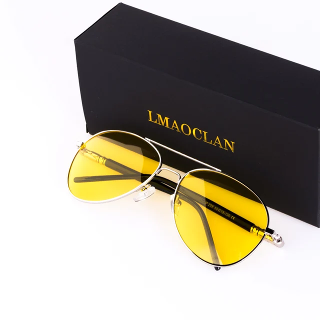  - Mens Polarized Night Driving Sunglasses Brand Designer Yellow Lens Night Vision Driving Glasses Goggles Reduce Glare