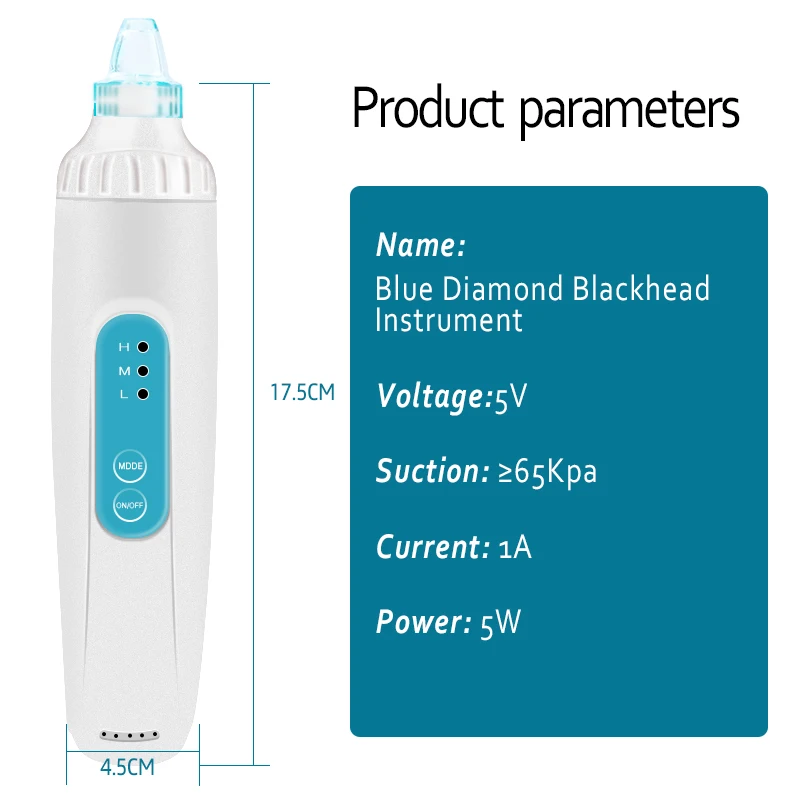 Электрический пылесос для удаления угрей, для удаления пор, для удаления прыщей, вакуумный отсос для угрей, голубой бриллиант, инструмент для ухода за кожей