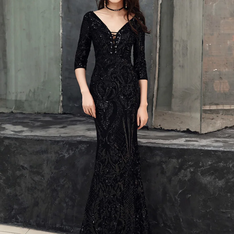 

2020 Vestido Cocktail Female High-end Party Atmosphere Of New Fund Of 2020 Autumn Long Show Thin Fishtail Skirt Temperament