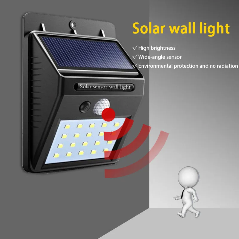 

Solar Light Outdoors LED Solar Lamp PIR Motion Sensor Wall Lights Waterproof Powered Sunlight for Garden Decoration Christmas
