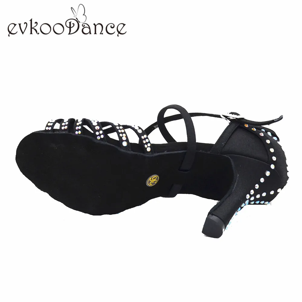 Evkoodance Zapatos De Baile Professional/черные женские танцевальные туфли на высоком каблуке