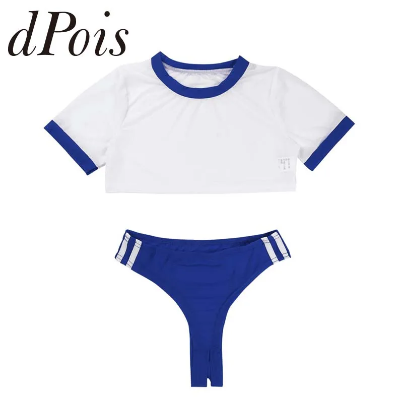 

2PCS Summer Sexy Women Lingerie Set Short Sleeves Sheer Crop Top with Open Crotch Briefs Underwear Bodysuit Sleepwear Nightwear