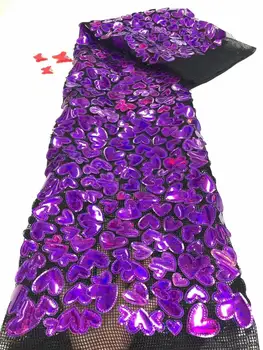 

Nigerian Lace Fabrics African Lace Fabric purple High Quality Lace fabric With Sequins French Lace Fabric Sewing FDF838