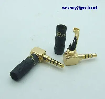 

DHL/EMS 50pcs Gilded 4-pin 1/8 "3.5mm Stereo Male Plug Right Angle Audio Plug for music player-A7