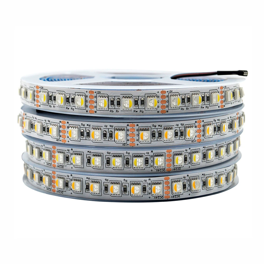 

5050 SMD 4 in 1 RGBW LED Strip 84LEDs/m Or 96LEDS/m ;DC12V DC24V Input IP20/IP667 Waterproof WHITE PCB