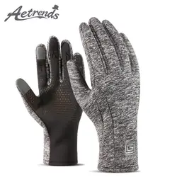 [AETRENDS] спортивные перчатки для бега компрессионные Легкие ветрозащитные противоскользящие тачскрин теплые перчатки для велоспорта