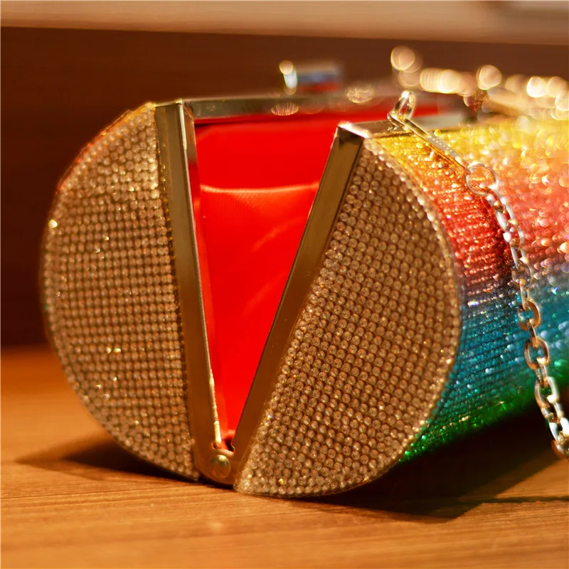 Luxy Moon Rainbow Cylinder Evening Bag Side Opening