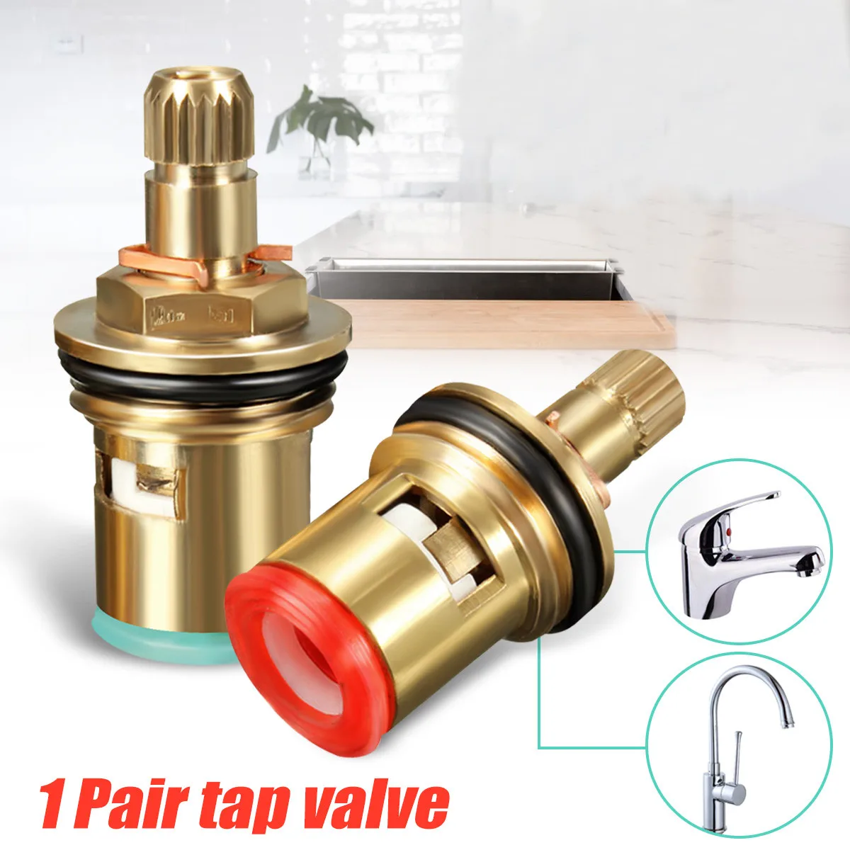 2pcs Standard 1/2 Ceramic Faucet Cartridge Water Mixer Tap Inner Faucet