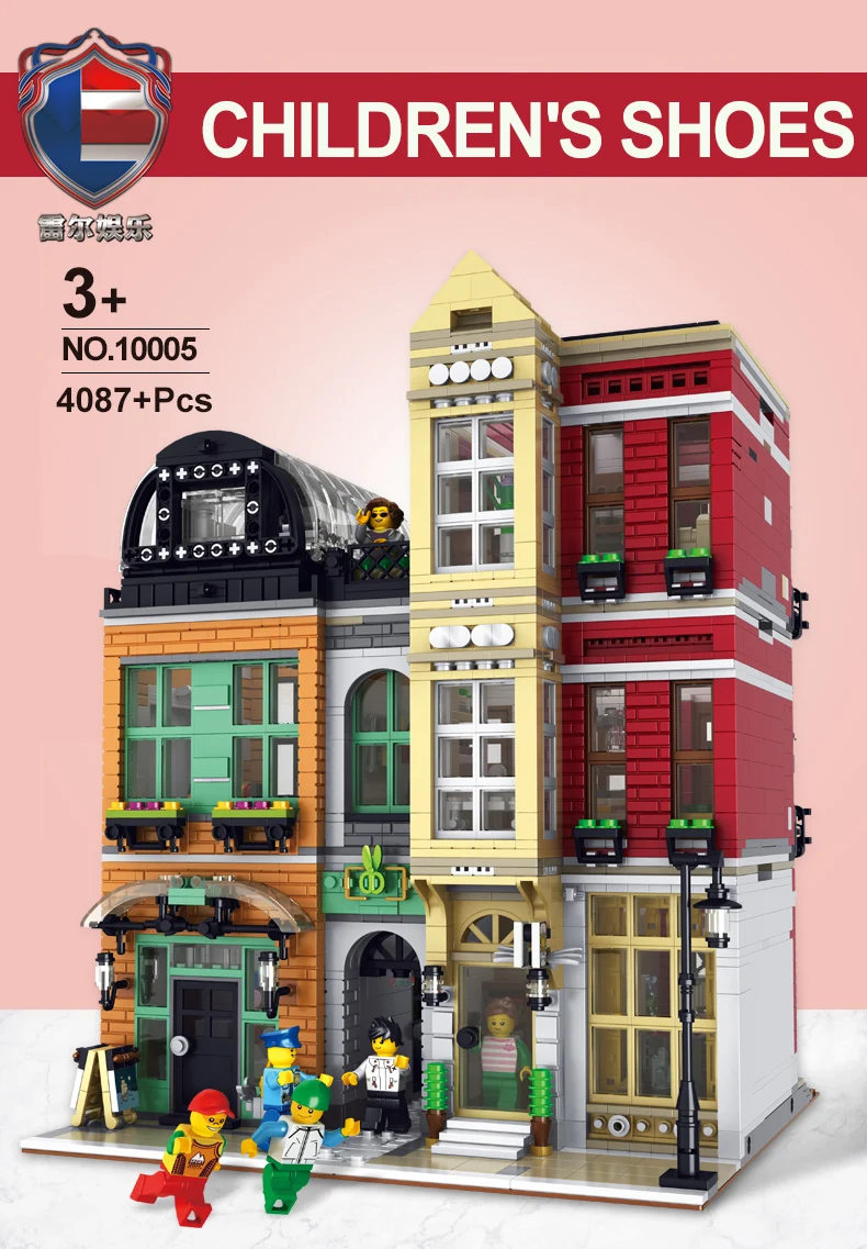 MOC City Street Series Old Fishing Store Houseboat Restaurant Model Building Blocks Toys For Children Fit Lepining Bricks Gifts