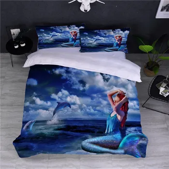 

BEST.WENSD- Soft Fabric 3D Mermaid King Size Bedding Sets Duvet Cover Sets Sheet Pillowcases 3D Home Textiles Comforter Sets