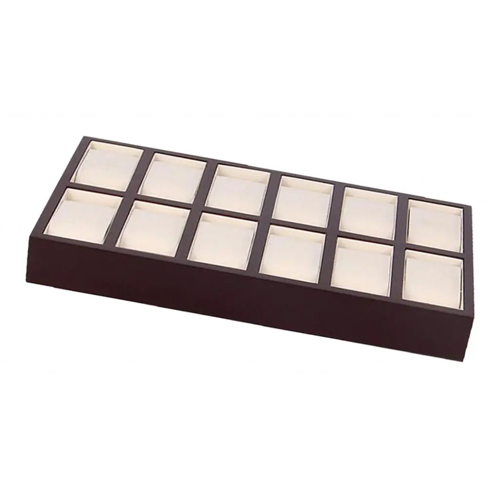 

Premium Wooden Jewelry Tray Watch Display Organizer With 12 Grid, Watch Storage Box