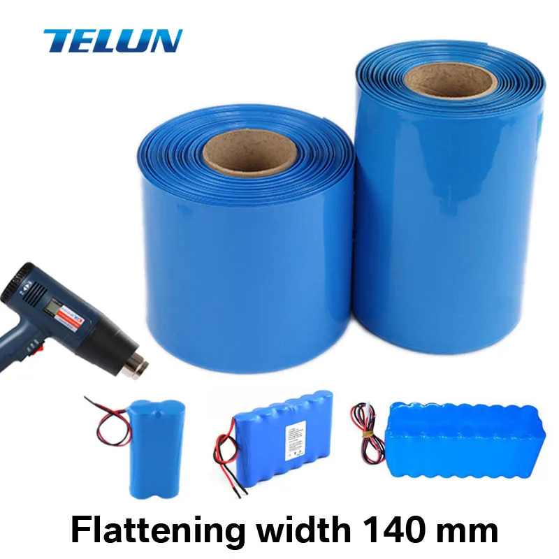 

Long 1m flatten width 140mm PVC heat shrinkable film tube 18650 lithium battery pack wire flame retardant insulating sleeve