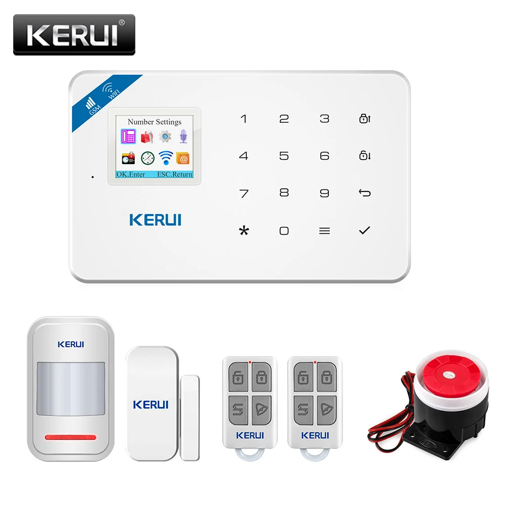 Беспроводная сигнализация KERUI W18 1 7 дюйма TFT экран Wi Fi GSM|Комплекты для