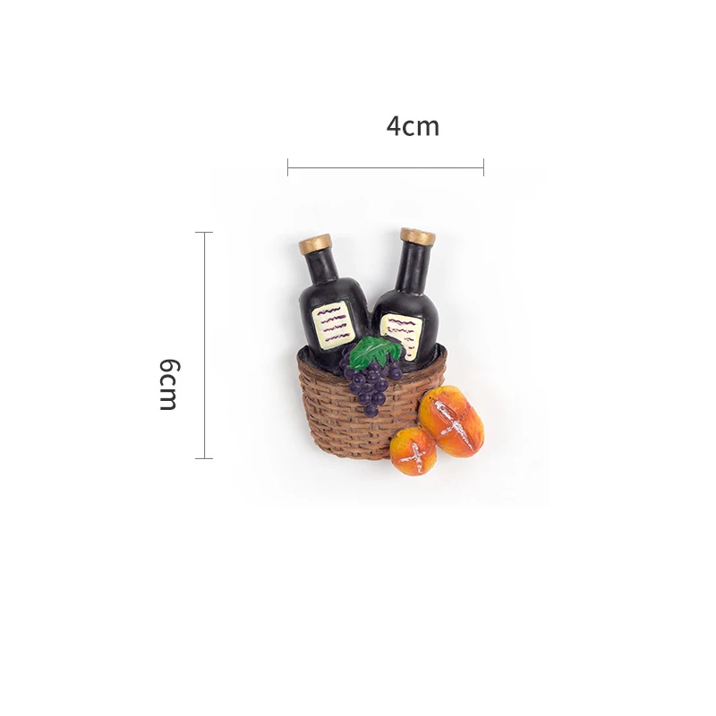 wine basket2 Мультфильм холодильник для пищи паста магнит украшение творческая личность 3D милый холодильник магнит Магнитная сила сообщение паста - Цвет: wine basket2