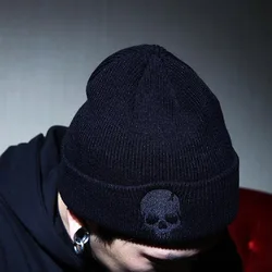 Unisex Winter Cool Cartoon Skull Print Knitted Windproof Warm Cap Men Women Punk Hip Hop Fashion Black Hat Skullies Beanies