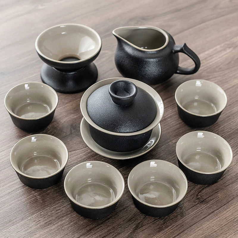 Chinese Black Crockery Ceramic Teapot Tea Cup Chinese Kung Fu Tea Sets Drinkware Ceremony