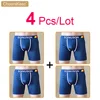 4 Pcs/Lot Men's Long Boxers New Mesh Underwear Cool And Breathable Large Size Anti Abrasion Leg Sports Shorts Newly Launched 3