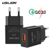 USLION 18 Вт быстрое зарядное устройство для мобильных телефонов USB для быстрой зарядки qc 3,0 EU зарядное устройство со штекером для iPhone Xiaomi samsung huawei адаптер