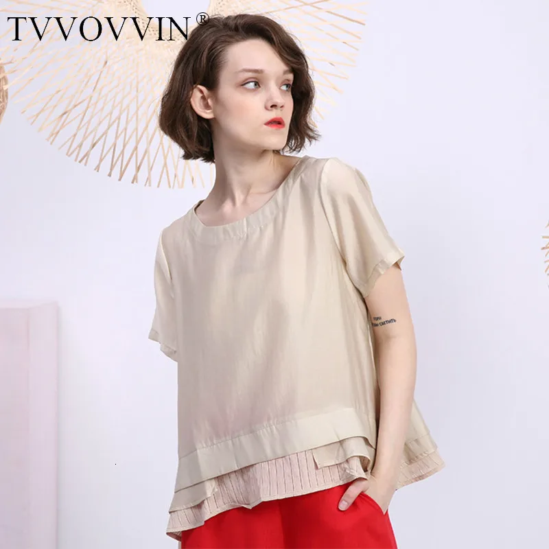 TVVOVVIN, новинка, весна-лето, круглый вырез, короткий рукав, в полоску, черный подол, сетка, Раздельный шов, свободная футболка, женская мода, волна V668