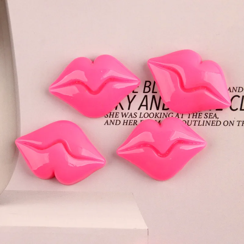 rose red 10 шт./партия полимерные Кабошоны украшения губ Ремесло Flatback кабошоны украшения для скрапбукинга Kawaii милые Diy аксессуары - Цвет: rose red