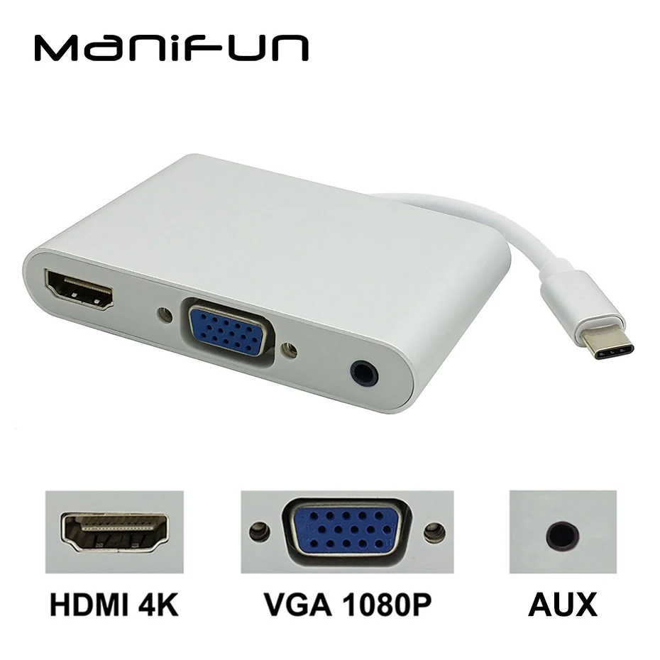 USB C type к HDMI VGA 3 5 мм аудио адаптер в 1 USB-C конвертер кабель для ноутбука Macbook Google