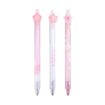 

3 Pcs Kawaii Spring Cherry Sakura Erasable Press Gel Pens 0.5mm Blue Ink Signature Pens School Office Supply Stationery gift