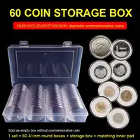 60Pcs/Set 41MM Portable Coin Holders Reusable Acrylic Transparent Storage Cases Round Protector Organizers for Collection 1