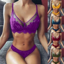 Best Price Women Solid Smooth Panties Wireless Bra Sexy Lace Bra Set High Waist Bikini Set Push Up Underwear Lingerie(Underwear + Briefs)