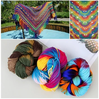 

1Pc Soft Multi-color Polyester Acrylic Yarn Fibre Knitted Carded Threads Thick Anti-Pilling Dyed Yarn Ball Crocheting Accessory