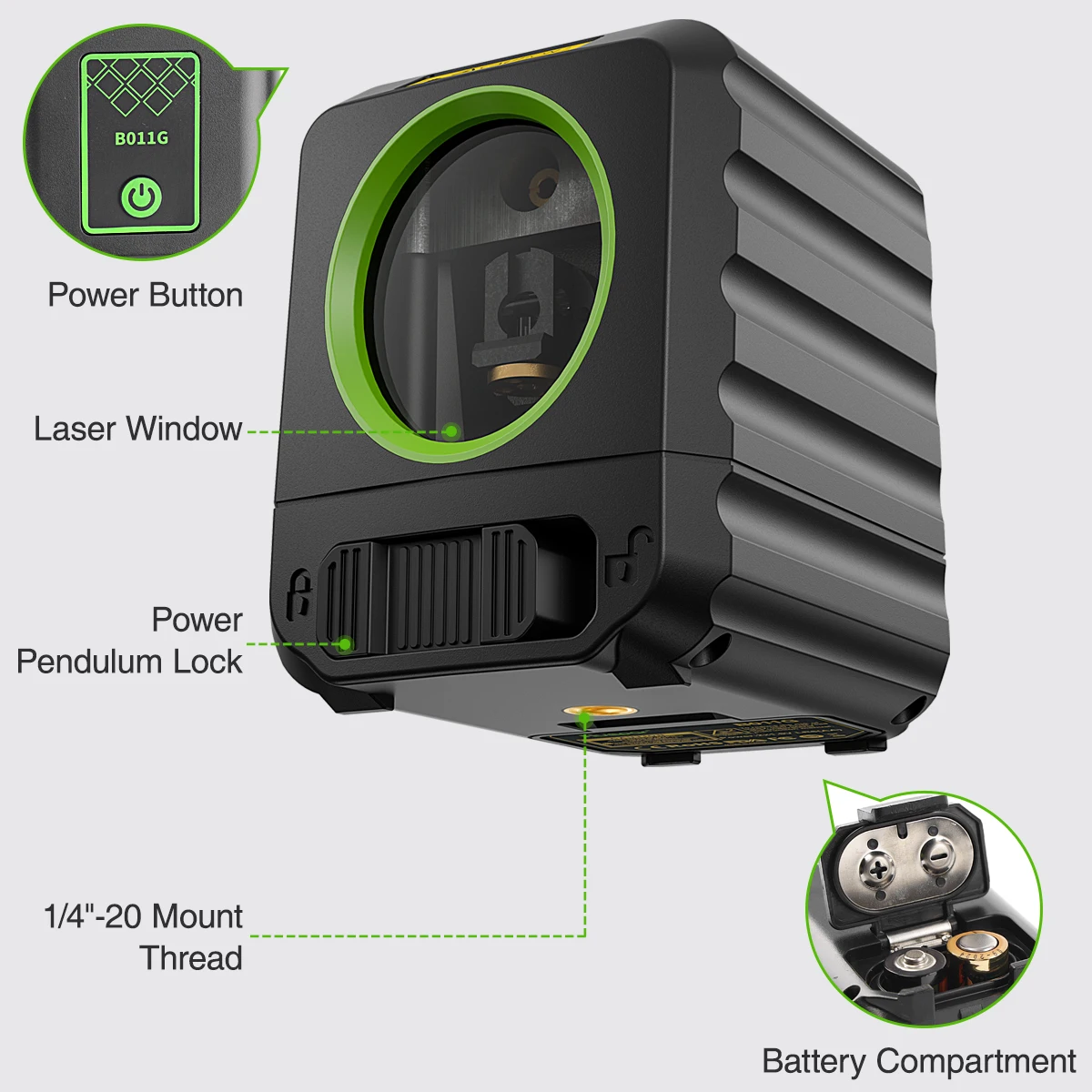 Huepar Cross Line Laser Level Portable 2 Lines Osram Green Beam Self-leveling Laser Tools DIY Application лазерный уровень laser level