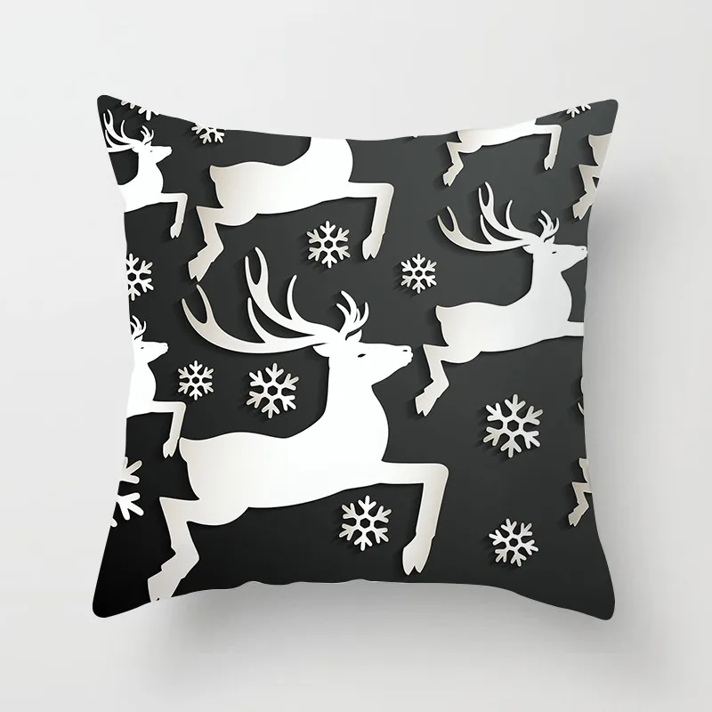 

Fuwatacchi Christmas Santa Deer Tree Cushion Cover Soft Pillows Cover Home Sofa Bedroom Black Home Decor Decorative Pillow Case