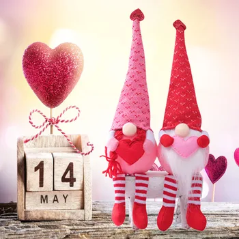 2Pcs Gnome Rudolph Knuffel Faceless Pop Valentijnsdag Geschenk Creative Led Home Decor Romantische Fashion Valentine Ornament