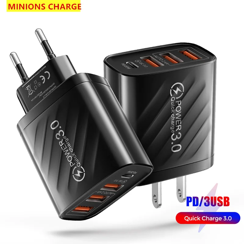 Зарядное устройство USB C 30 Вт быстрая зарядка для iphone 13 12 Xiaomi Huawei Samsung 3 0 4 адаптер