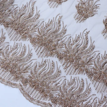 

W277 khaki pendant beading three-dimensional embroidery mesh lace fabric dress accessories