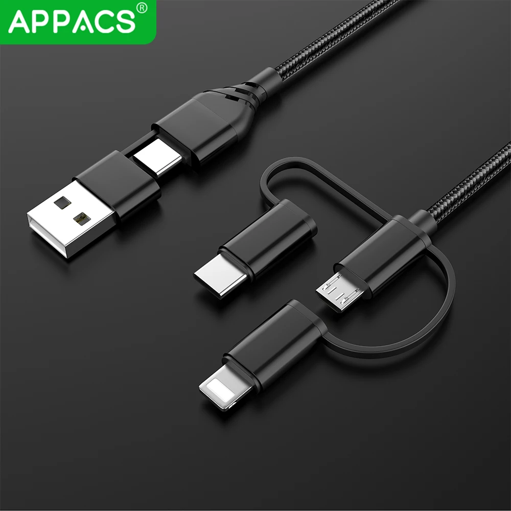 Кабель Micro USB APPACS 3 в 1 4 быстрое зарядное устройство 5 В 2 А фута телефон с