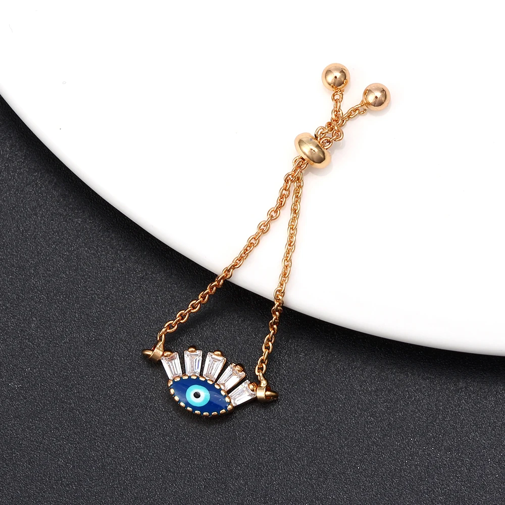 EVIL EYE Micro Pave очаровательное кольцо Регулируемая золотая цепочка синий глаз обручальное кольцо Модные ювелирные изделия для женские EY6374