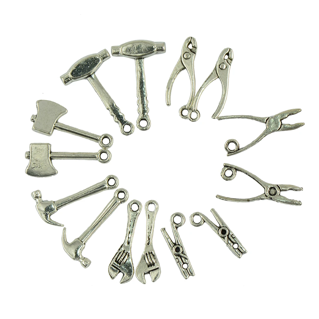 40 Pieces Tibetan silver color DIY TOOL Charms Pendants Tools Fathers Day Mens Gift Jewellery for Necklace Bracelet Findings