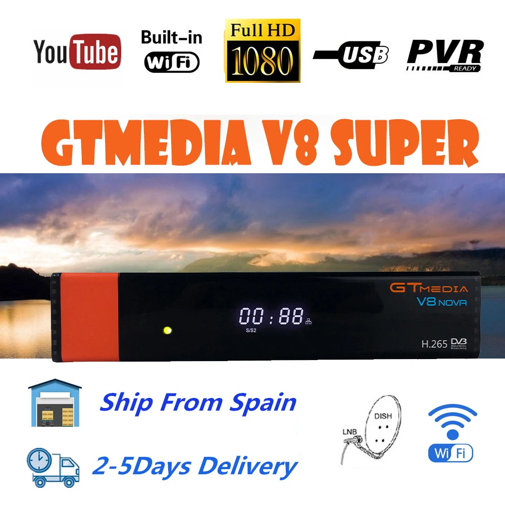GT медиа V8 Honor DVB-S2 Freesat спутниковый ТВ приемник FTA декодер поддержка PowerVu Biss ключ Newca CCCAM Youtube IP tv фиолетовый V8