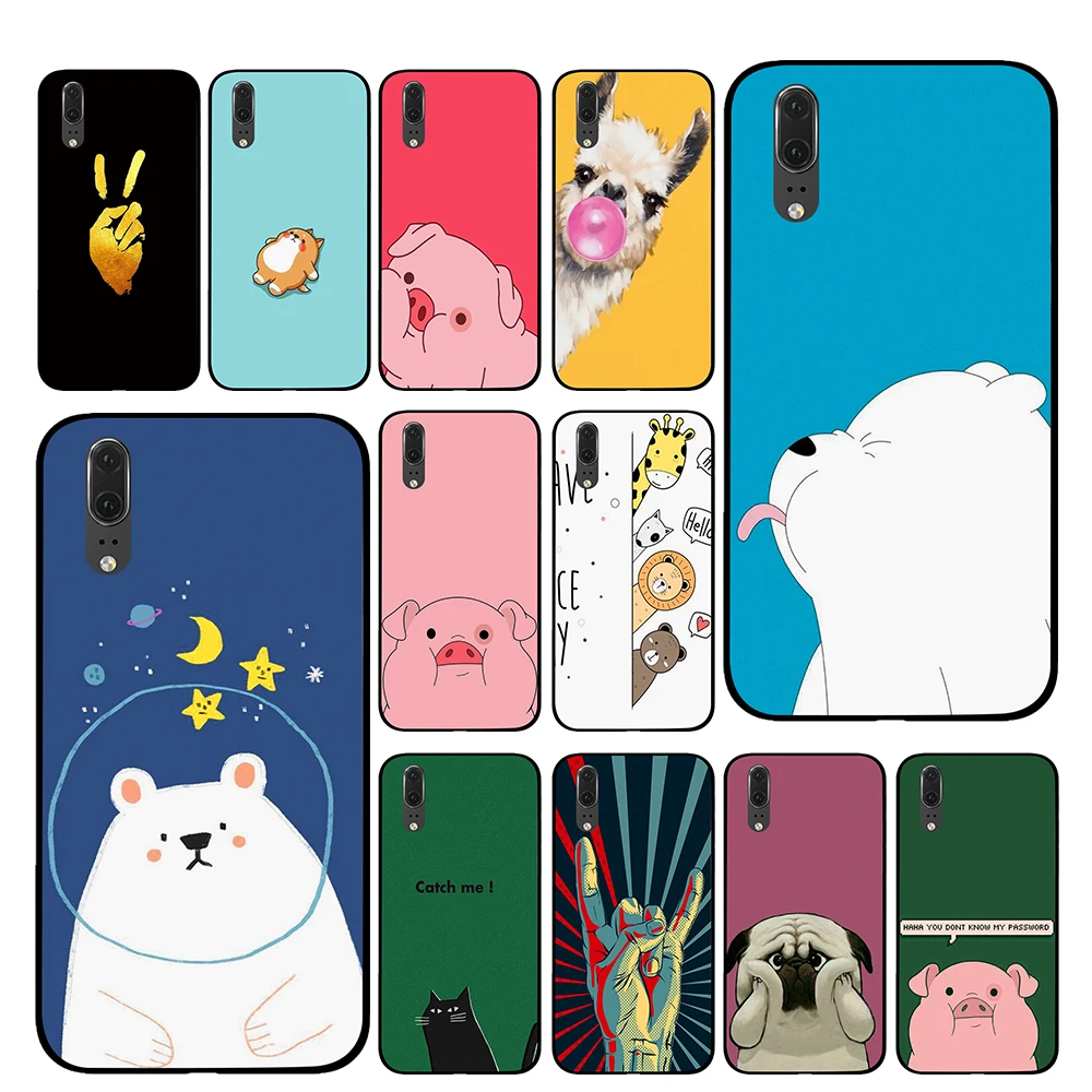 

Bubble Gum cute pig For Huawei Honor V9 V10 8 9 10 8X 5A 7A 5X Play Lite TPU Phone Cases Cover