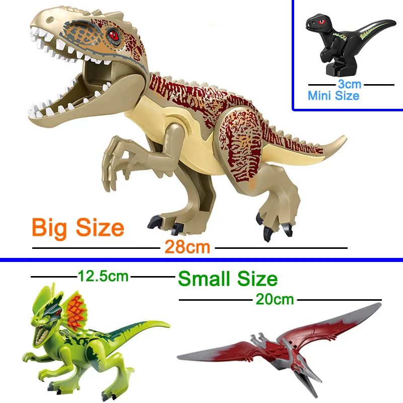 Dinosaur Jurassic World Park Minifigure T-Rex Raptor Indominus Mini Figure Dinos 