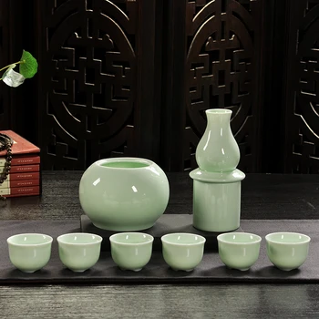 

Half kilogram gourd wineware white wine ceramic wine warmer cup warm wine pot celadon warm white wine Japanese sake set