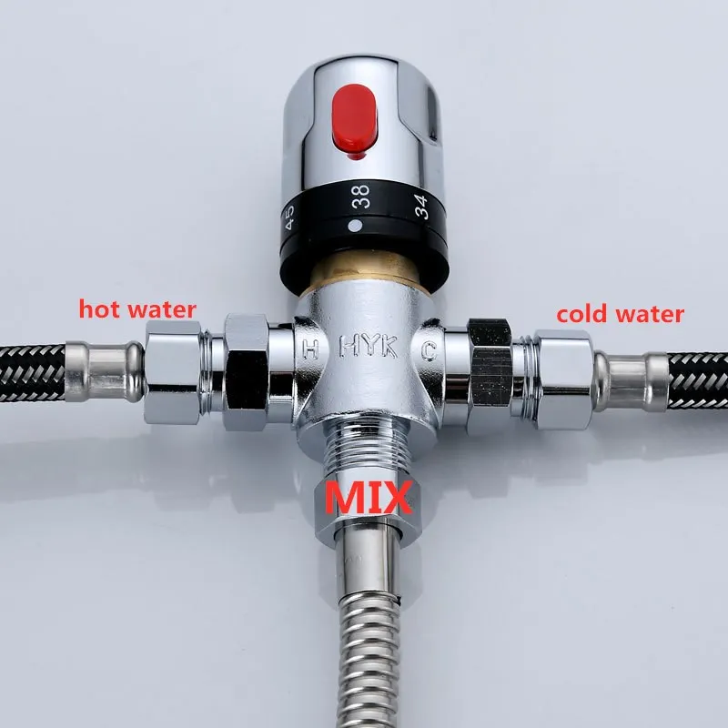 Water Heater Connection Thermostatic Mixer Valve DN15 Brass Pipe