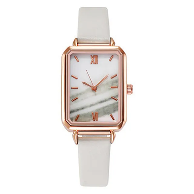 Women Watches Luxury Fashion Square Green Dial Leather Ladies Bracelet Watches Set Quartz Wrist Watch Simple Black Clock 