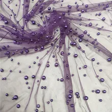 Бисером французский чистая кружевная ткань свадебная одежда Платье дизайнерский материал сетчатые ткани Telas Por Metro