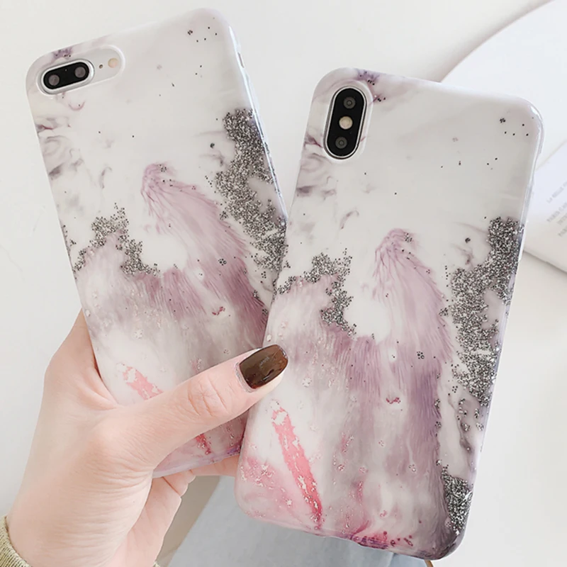 Чехол для iPhone 6 6S 7 8 Plus гладкий глянцевый белый мраморный чехол X XS Max XR мягкие чехлы
