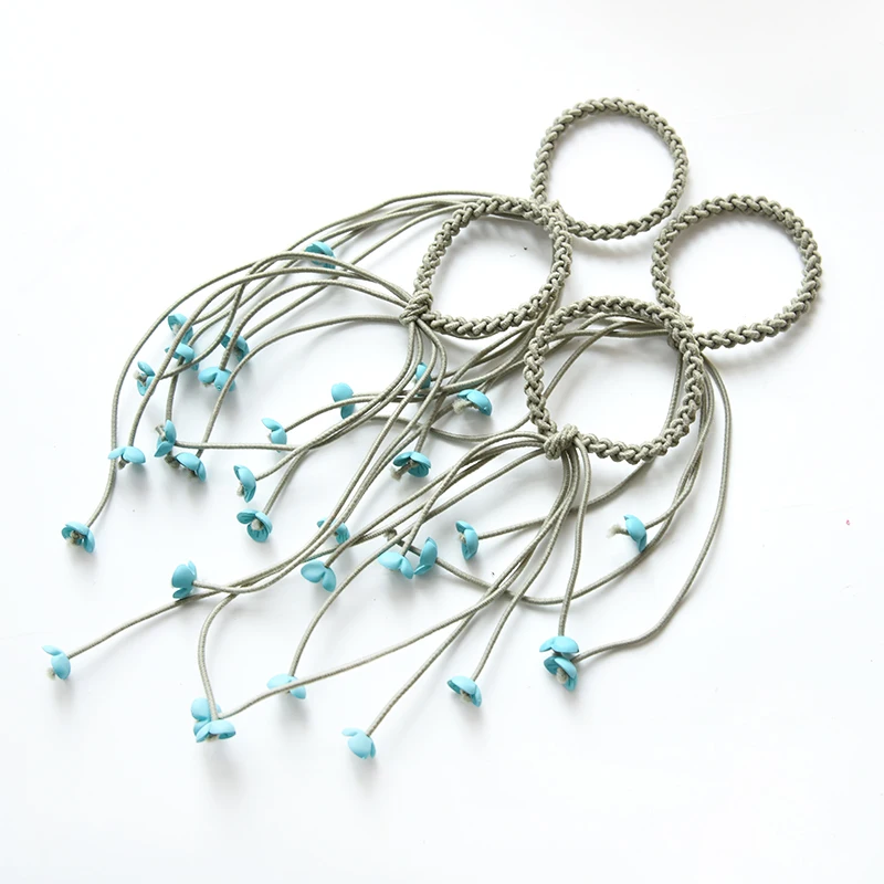 4 Pcs Korea Handmade Hair Ropes Girl Rubber Band Cute Hair Tie Three Strands Elastic Hair Band Women Girls Hair Accessories - Цвет: Green-4 Pcs