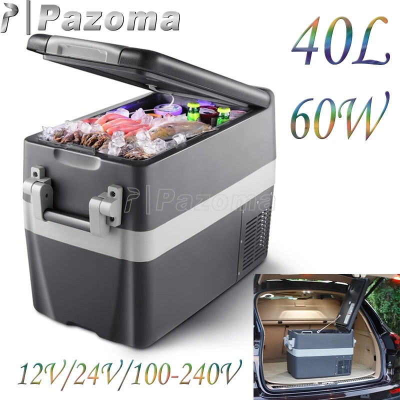 

12V/24V/100-240V 60W 40L Compressor Car Refrigerator Portable Low Noise Car Fridge Freezer For Car Home Picnic -18~10 Degrees