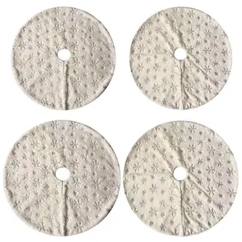 

90cm 122cm Christmas Tree Skirt with Embroidered Snowflake Home Party Decor