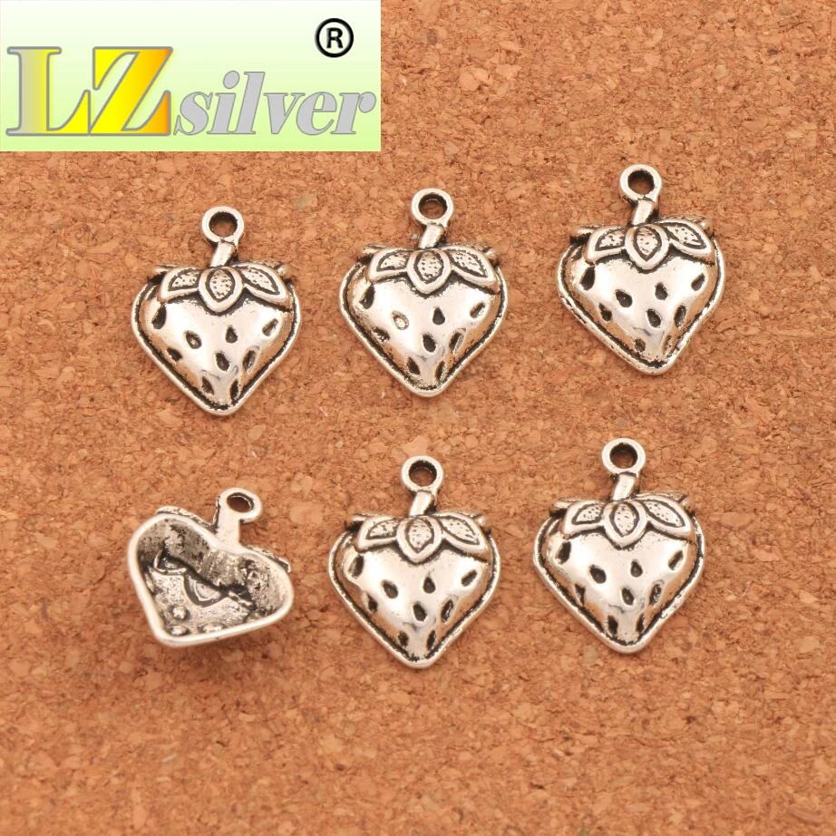 Strawberry With Leaf Spacer Charm Beads 14.5x19.8mm 200PCS zinc alloy Pendants Alloy Handmade Jewelry DIY L930
